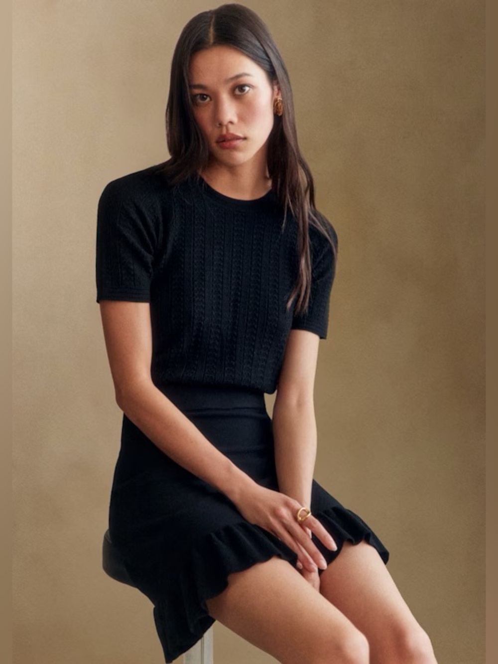 Sezane Sinia Crewneck Knit Dress Size S